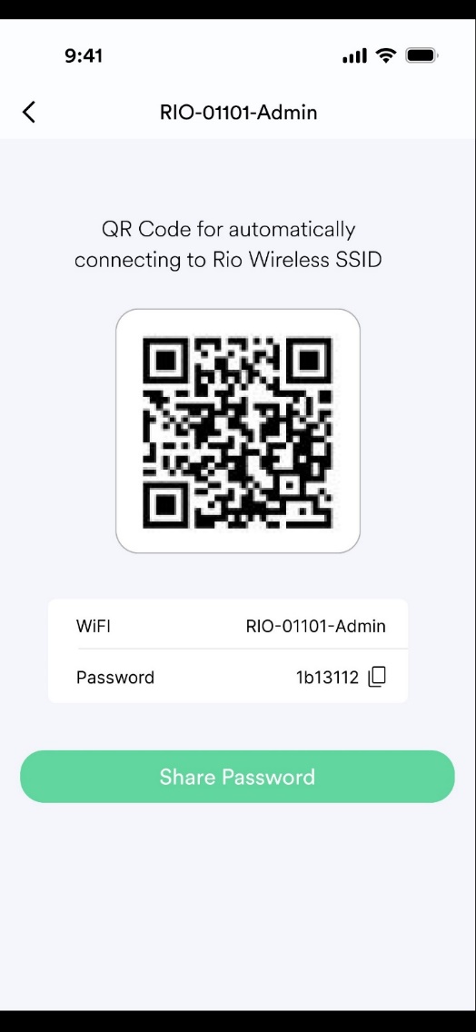 QR code for automatically connecting to Rio Wireless SSD
