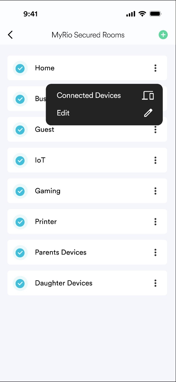 Rio Secured Rooms Device Menu