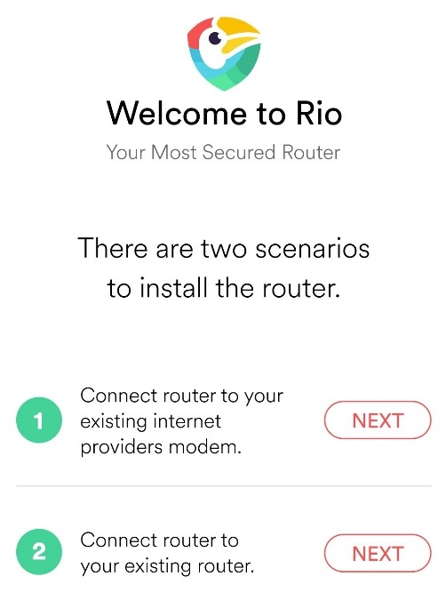Welcome to Rio Scenarios to Install the router Screen